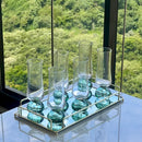 Taças Champanhe Base Esfera Transparente + Bandeja para Taça